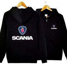 (Black, XL) Scania Printed Men Winter Fleece Hoodie Coat Thicken Jacket Sweatshirt Tops