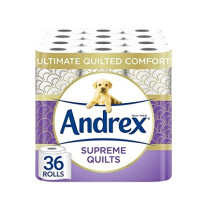 Andrex Supreme Quilts Quilted Toilet Paper - 36 Toilet Roll Pack - 25% Thicker Than Before to Provide Ultimate Quilted Comfort