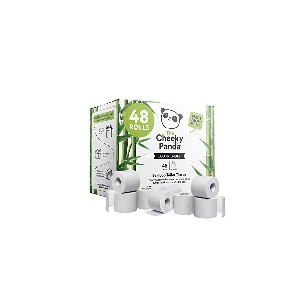 The Cheeky Panda Bamboo Toilet Rolls Bulk Buy – 48 Rolls of 3 Ply Toilet Paper | Plastic Free Packaging and Sustainable Tissue Paper