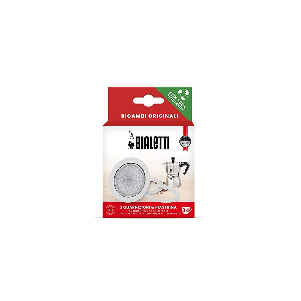 Bialetti Ricambi 0800033 Includes 3 Gaskets and 1 Plate, Compatible with Moka Express, Fiammetta, Break, Happy, DAMA, Moka Melody