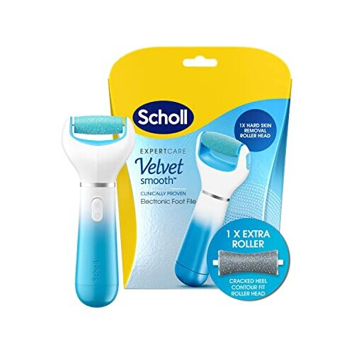 Scholl Scholl Velvet Smooth Electric Foot File Pedicure Hard Skin Remover with Extra Cracked Heel Roller Refill