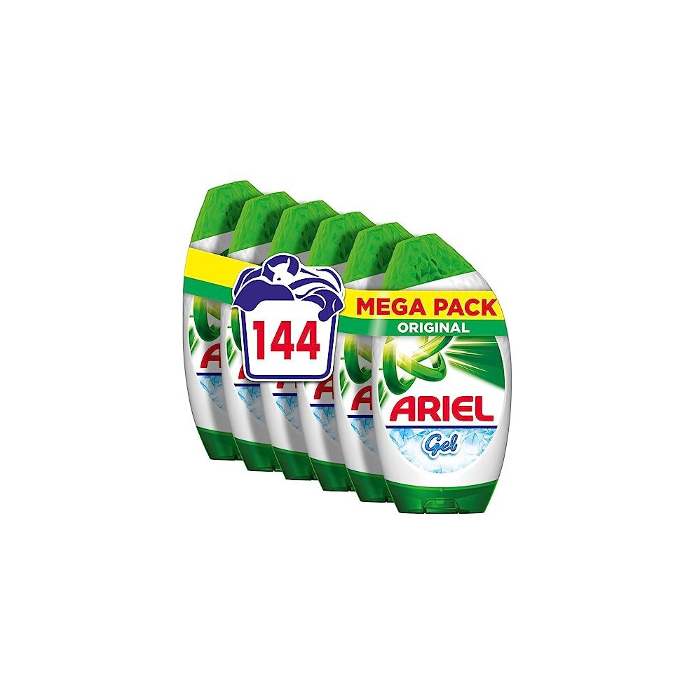 Ariel Washing Liquid Laundry Detergent Gel, 144 Washes (840 ml x 6), Original, Brilliant Cleaning Even In A Cold Wash