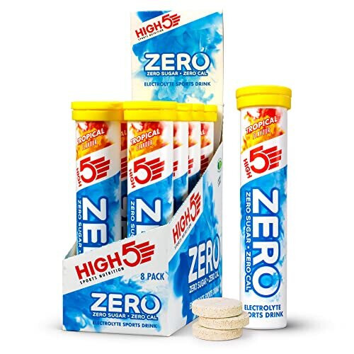 HIGH5 Zero Electrolyte Hydration Tablets Added Vitamin C (Tropical , 20 Count (Pack of 8)) 1