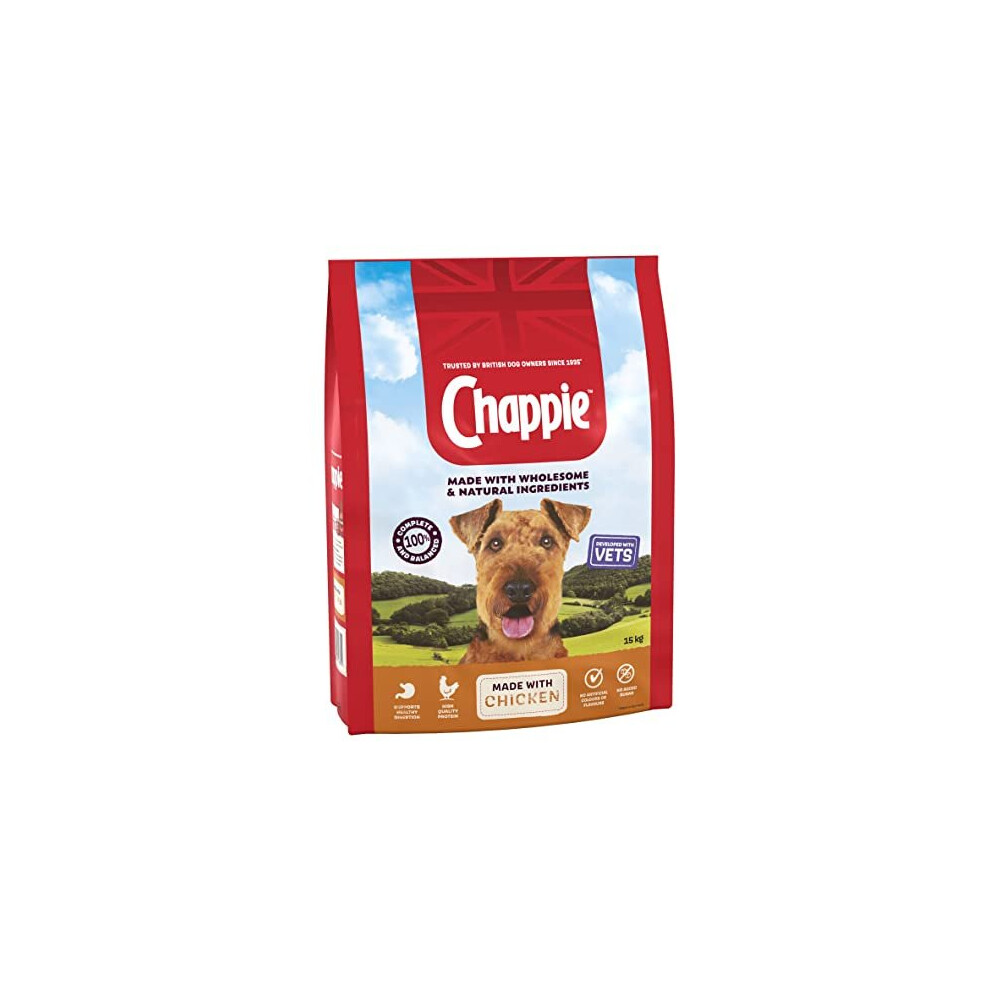 Chappie - Dry Dog Food for Adult Dogs - with Chicken and Wholegrain Cereal - 15 kg