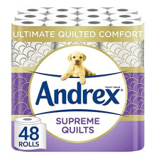 Andrex Supreme Quilts Quilted Toilet Paper, 25% Thicker, Air Pocket Texture - 48 Rolls (3 x 16) Model 04475509