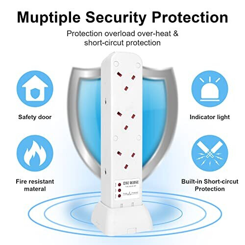Tower Extension Lead, 6 Way Socket Surge Protector Socket Extensions