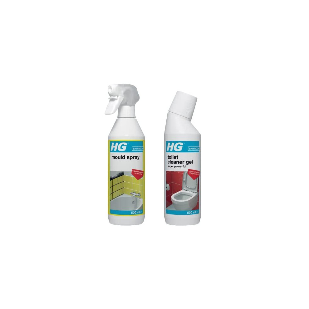 Mould Remover Spray, Mould Spray & Mildew Cleaner, Removes Mould Stains From Walls & More (500ml) + HG Toilet Cleaner Gel Super Powerful, Effective
