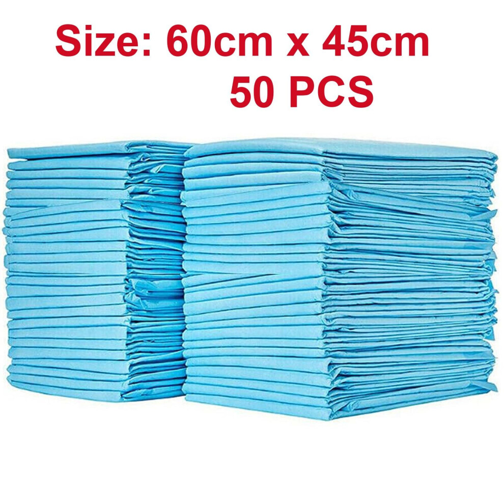 (Blue - Size ( 60cm x 45cm ), 50 Packs) 50-200Pack Puppy Training Pads Pee Wee Toilet Mats