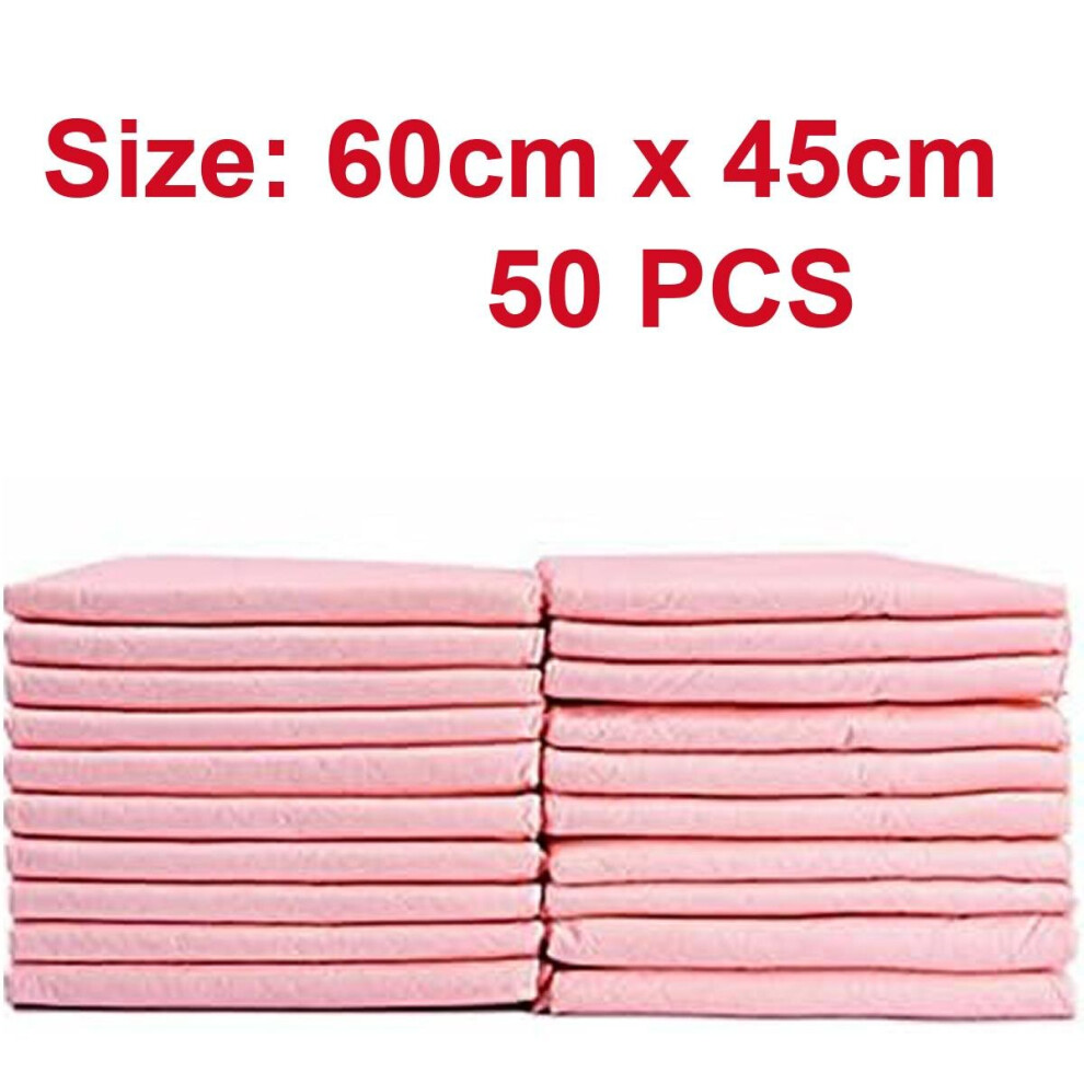 (Pink - Size ( 60cm x 45cm ), 50 Packs) 50-200Pack Puppy Training Pads Pee Wee Toilet Mats