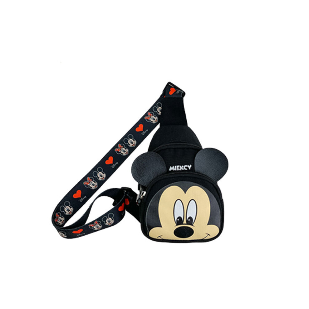(Mickey Black) Minnie Mouse Kids Messenger Bag Cartoon Girls Boys Coin Purse Durable