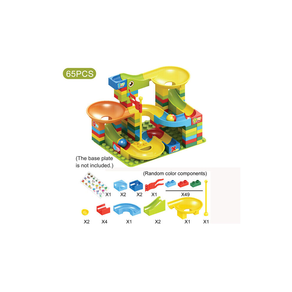 (A 65pcs no plate) Duplo Marble Run Building Blocks | Marble Run Compatible Duplo -