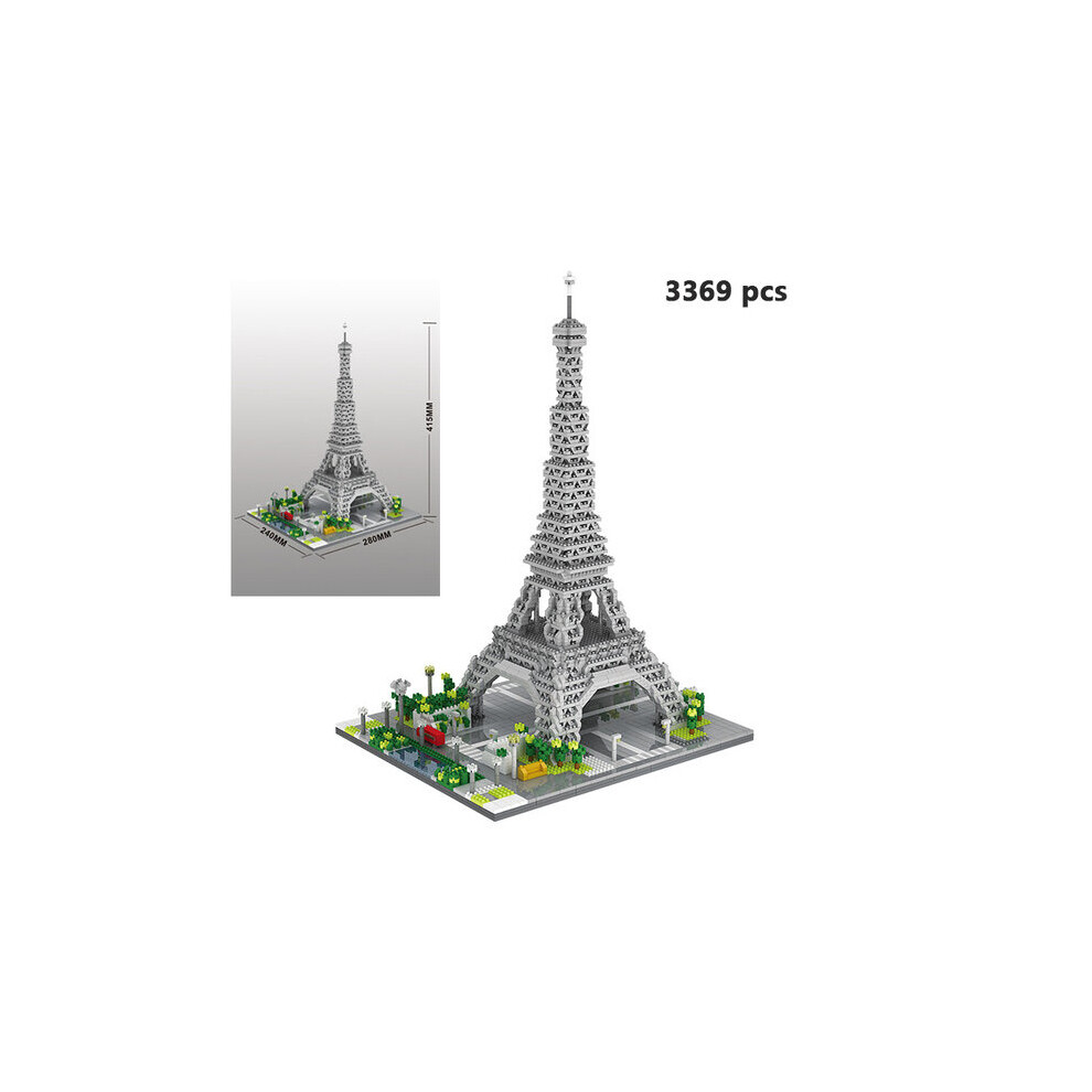 (069 no box) City Architecture Eiffel Tower Big Ben Pair Louvre Micro Building Blocks