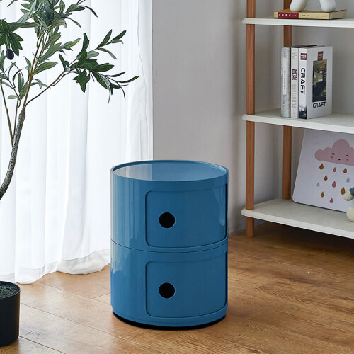 Living And Home (Blue) Cylindrical Multi-Tiered Plastic Storage Drawer Unit