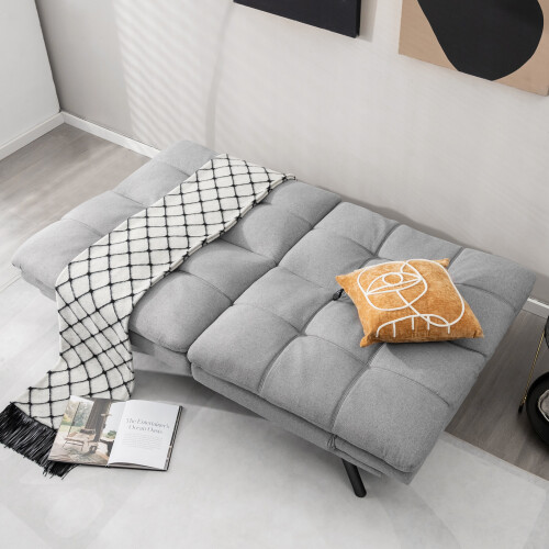 Costway 2 Seat Convertible Sofa Bed Memory Foam Sleeper Couch 3-level Adjust 2