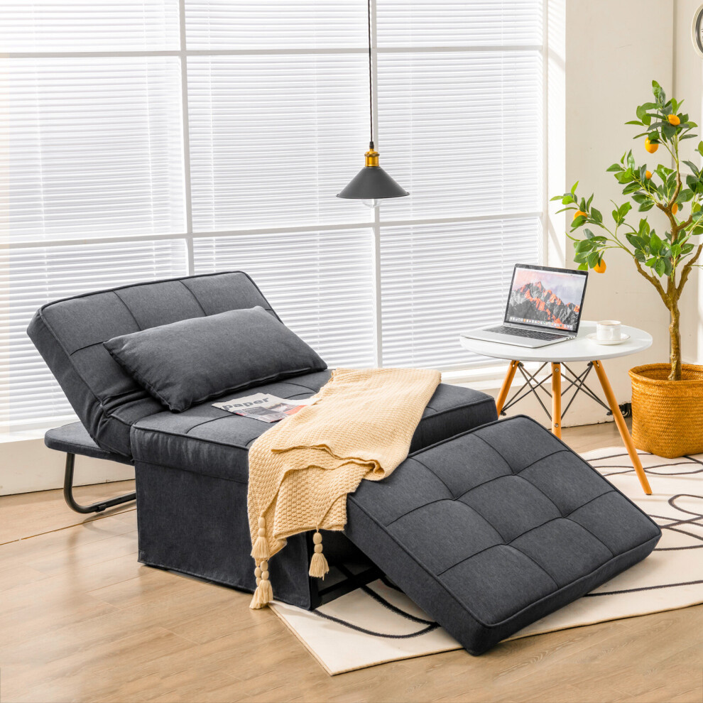Folding Convertible Sofa Bed 4-in-1 Sleeper Ottoman w/ Waist Pillow Couch Lounger