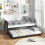 Costway Single Metal Daybed Sofa Bed Dual-use Guest Bed W/ Pull-out Trundle 5