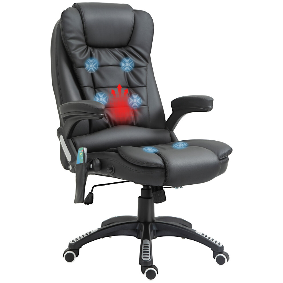 Homcom Heated Vibrating Massage Office Chair With Reclining Function, Black