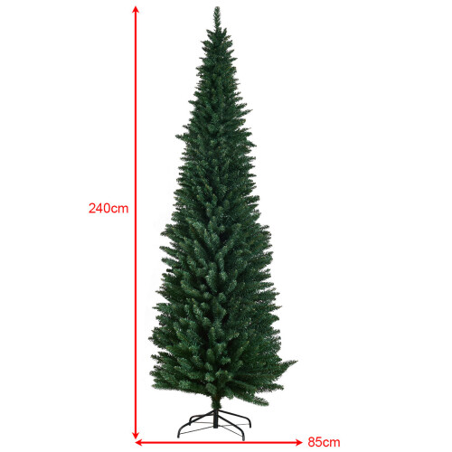Costway 8 FT Artificial Christmas Tree Slim w/Metal Stand Decorative Xmas Tree 1