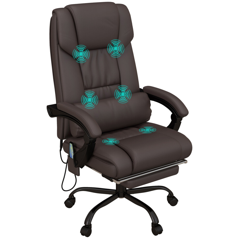 Vinsetto Pu Leather Massage Office Chair Height Adjustable Computer Chair Brown