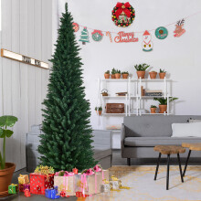 8 FT Artificial Christmas Tree Slim w/Metal Stand Decorative Xmas Tree