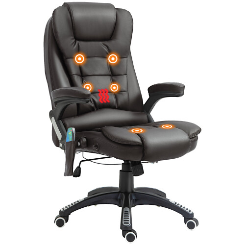 Homcom HOMCOM Heated Vibrating Massage Office Chair with Reclining Function, Brown