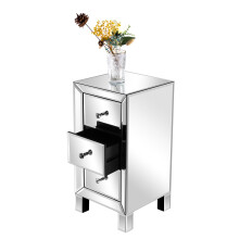 Mirrored Glass Bedroom Bedside Table Nightstand Chest 3 Drawers Cabinet