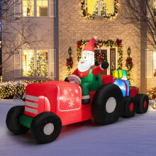 9FT Long Christmas Inflatable Santa Claus on Truck with Gift Boxes w/ LED Lights