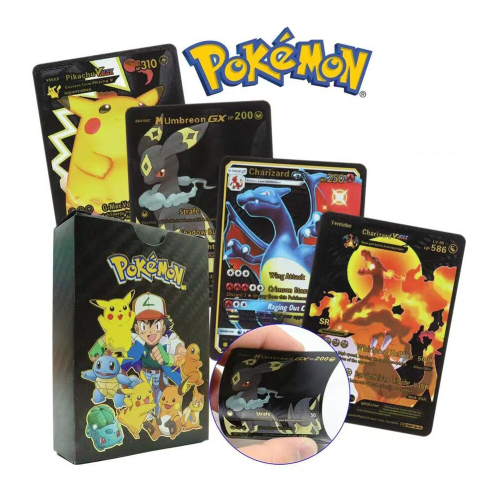 (55PCS Black) Pokemon Rare Collection Trading Cards TCG GX Bundle X 55 - ULTR RARE Gold, Silver and Black Cards