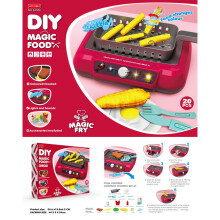 (Red) Children's Sound and Light Simulation Electromagnetic Stove, Food Color Changing, Kitchen Cooking Utensils Set, Family Baking Stove Toys