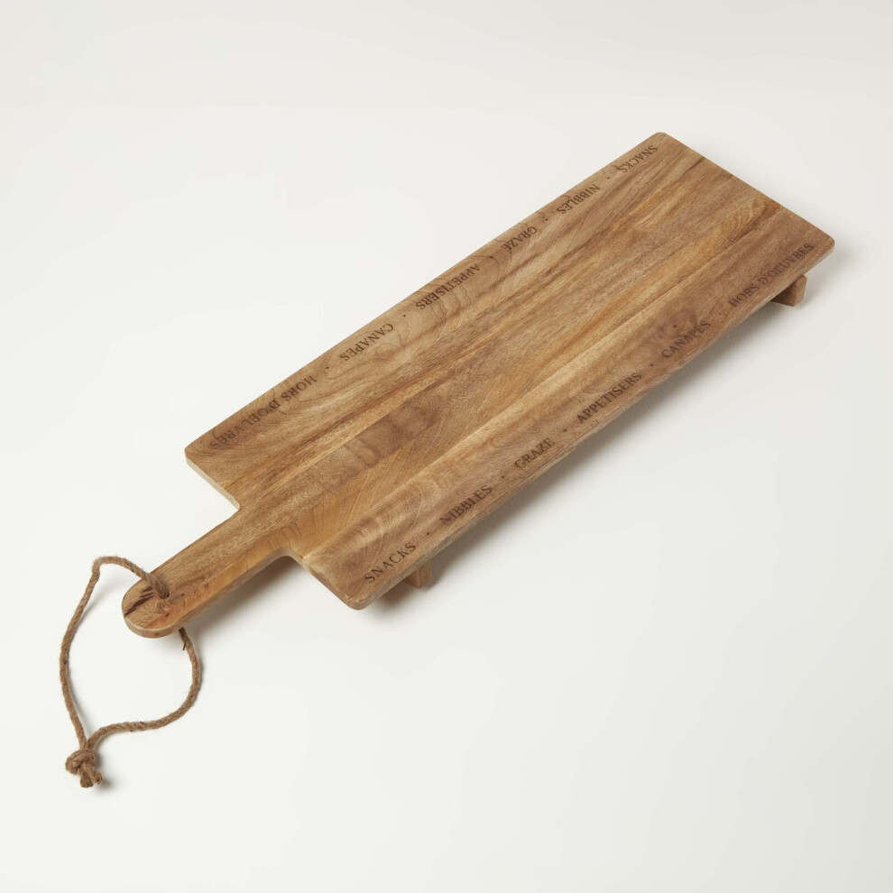 Homescapes Engraved Mango Wood Serving Board, 100 X 30 Cm