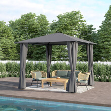 Metal Outdoor Gazebo Garden Patio Party Tent with Light 3x3M