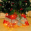 Living And Home (Red) Square Christmas Tree Collar Basket Decor with Bow Tie 2