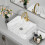 Living And Home Rectangular White Ceramic Marble Effect Texture Countertop Basin Bathroom Sink W 480mm x D 370mm 1