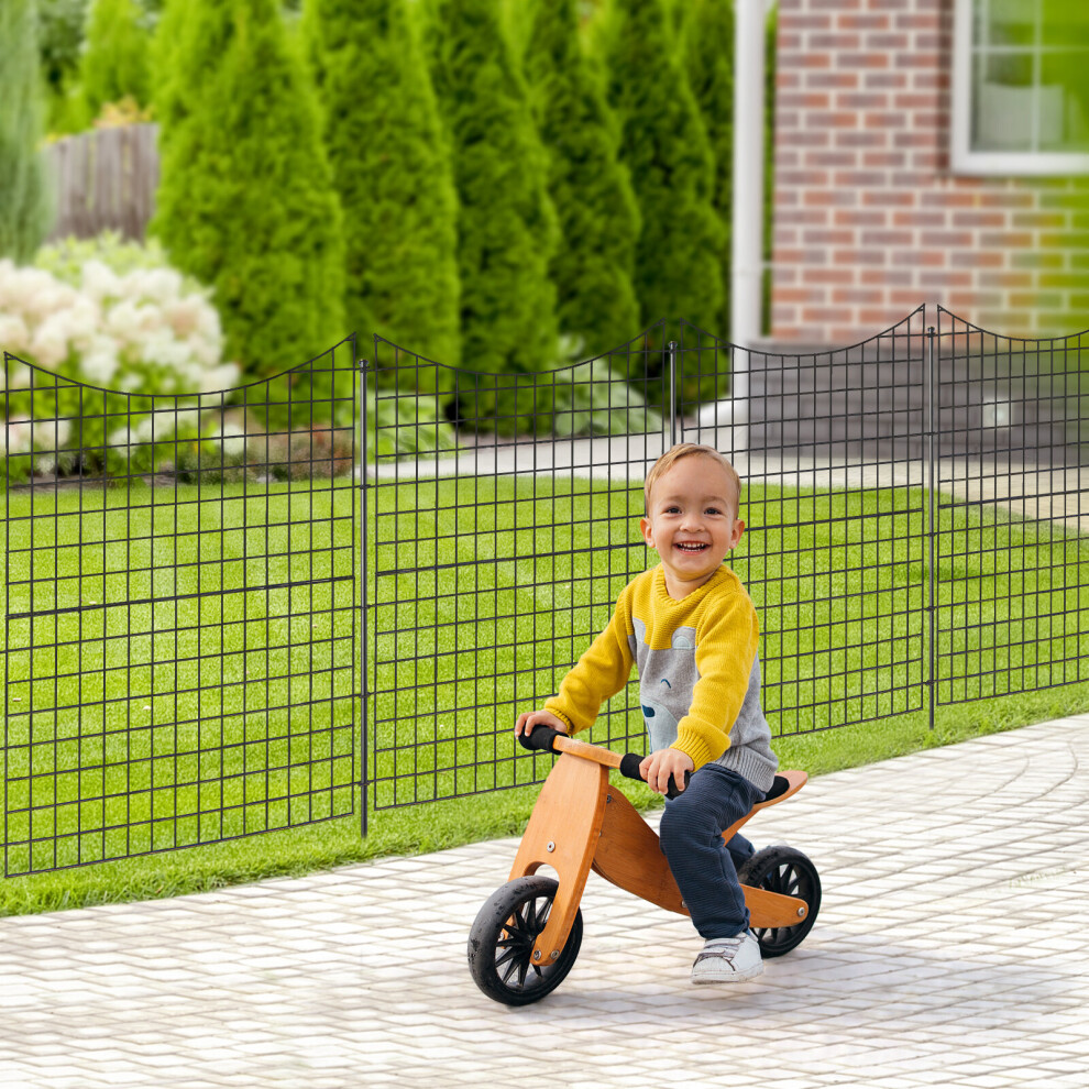 98CM Metal Garden Fence w/5 Panels 5 Stakes Tall Decorative No Digging