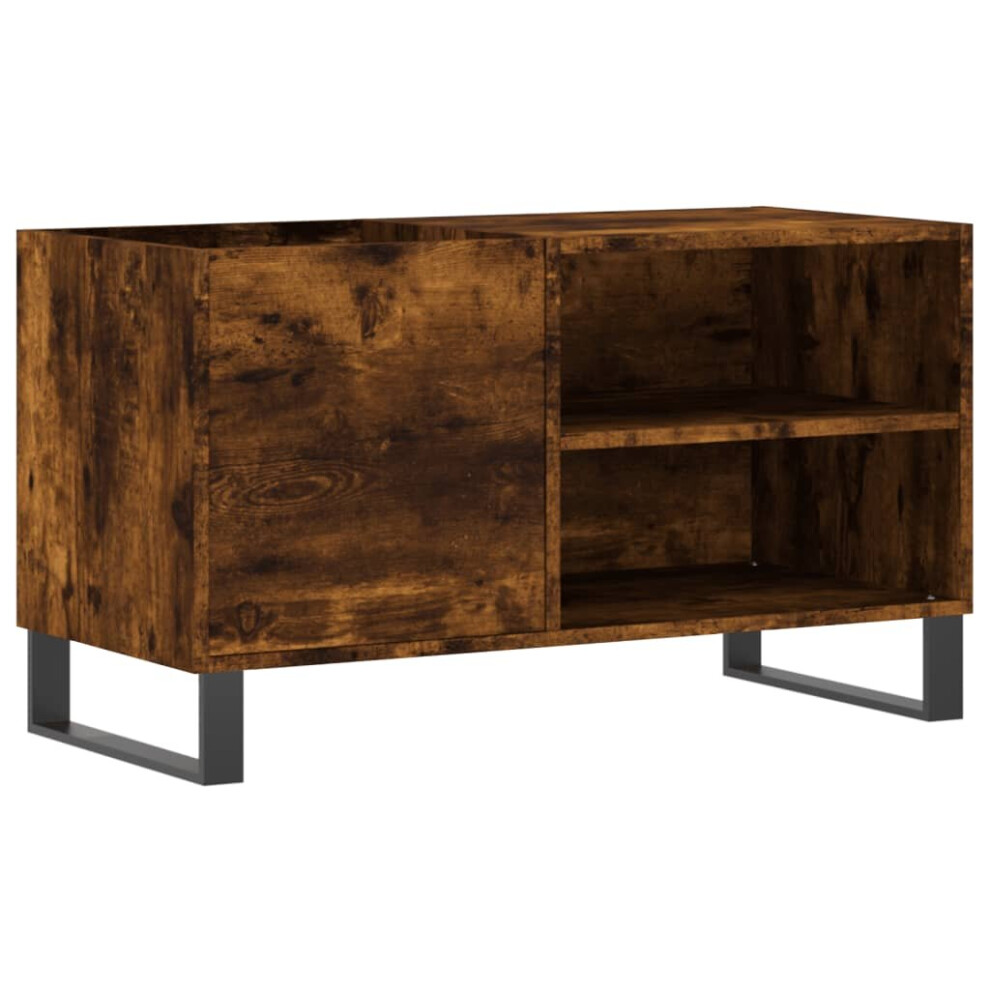 Vidaxl (Smoked Oak) Record Cabinet Record Storage Cabinet Sideboard Engineered Wood White