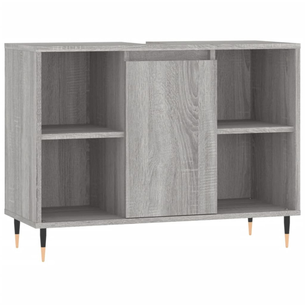 (grey sonoma) vidaXL Bathroom Cabinet Vanity Unit Highboard Cupboard White Engineered Wood