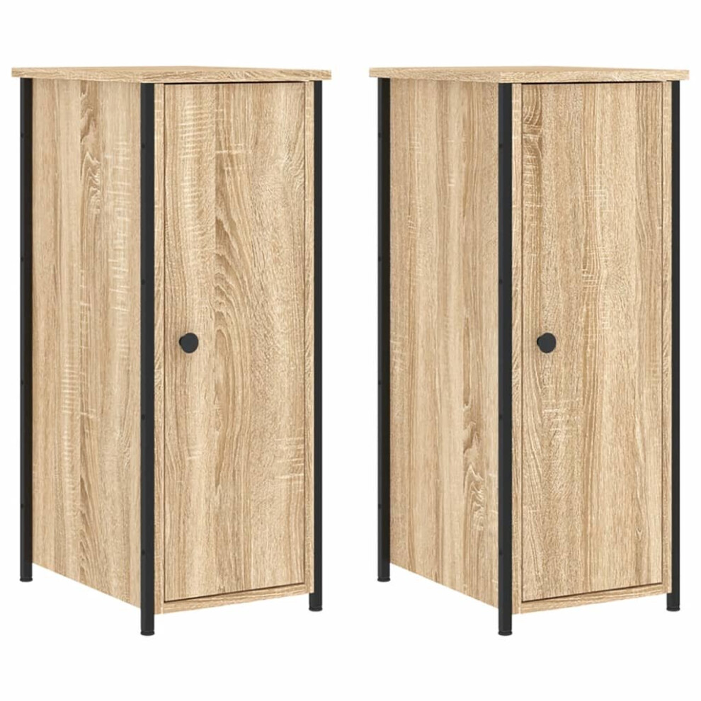 (sonoma oak, 2 pcs) vidaXL Bedside Cabinet Bedside Table Nightstand Sonoma Oak Engineered Wood