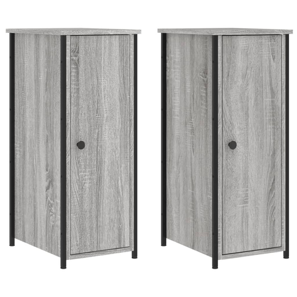 (grey sonoma, 2 pcs) vidaXL Bedside Cabinet Bedside Table Nightstand Sonoma Oak Engineered Wood