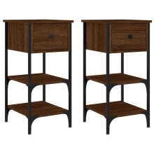 (brown oak, 2 pcs) vidaXL Bedside Cabinets Side Table Nightstand Bedside Table Engineered Wood