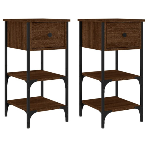 VidaXL (brown oak, 2 pcs) vidaXL Bedside Cabinets Side Table Nightstand Bedside Table Engineered Wood