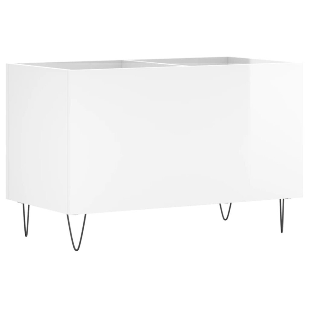 Vidaxl (High Gloss White) Record Cabinet Record Storage Cabinet Sideboard White Engineered Wood