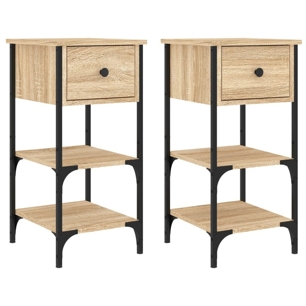 (sonoma oak, 2 pcs) vidaXL Bedside Cabinets Side Table Nightstand Bedside Table Engineered Wood-image-OPC-PCB8CQB-NEW