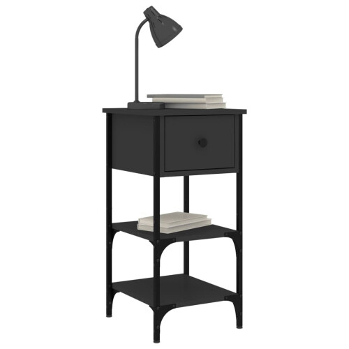 VidaXL (black, 1 pcs) vidaXL Bedside Cabinets Side Table Nightstand Bedside Table Engineered Wood 2