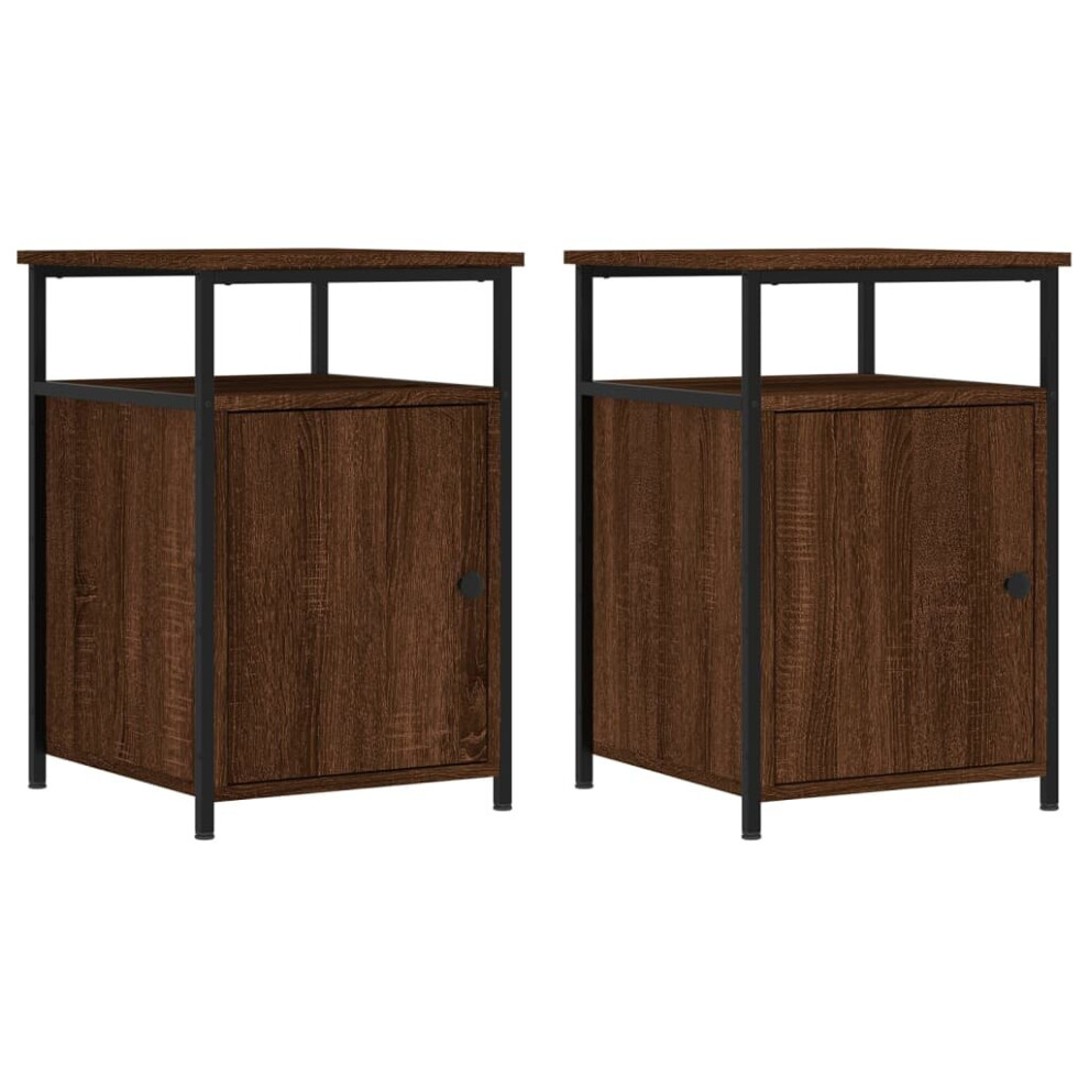 (brown oak, 2 pcs) vidaXL Bedside Cabinets Nightstand Bed Table 2 pcs Sonoma Oak Engineered Wood