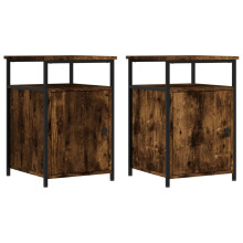 (smoked oak, 2 pcs) vidaXL Bedside Cabinets Nightstand Bed Table 2 pcs Sonoma Oak Engineered Wood