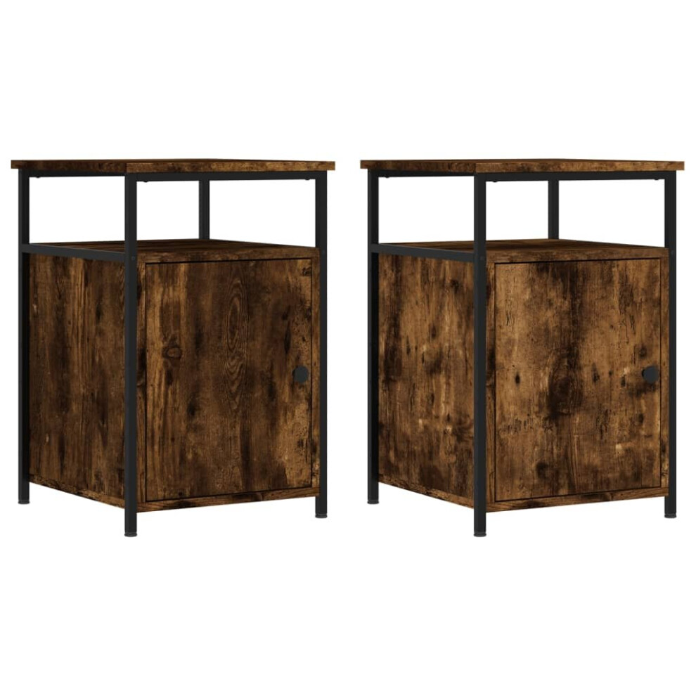 (smoked oak, 2 pcs) vidaXL Bedside Cabinets Nightstand Bed Table 2 pcs Sonoma Oak Engineered Wood