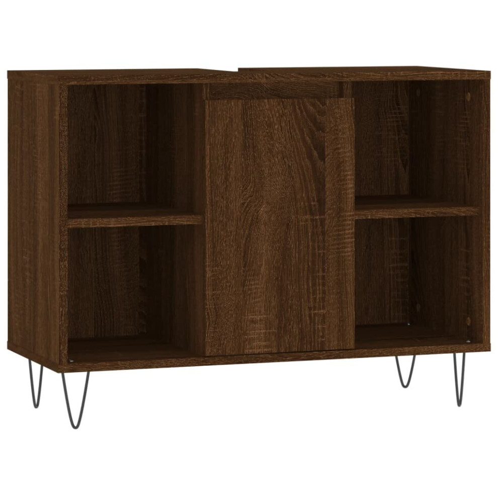 (brown oak) vidaXL Bathroom Cabinet Vanity Unit Highboard Cupboard Black Engineered Wood