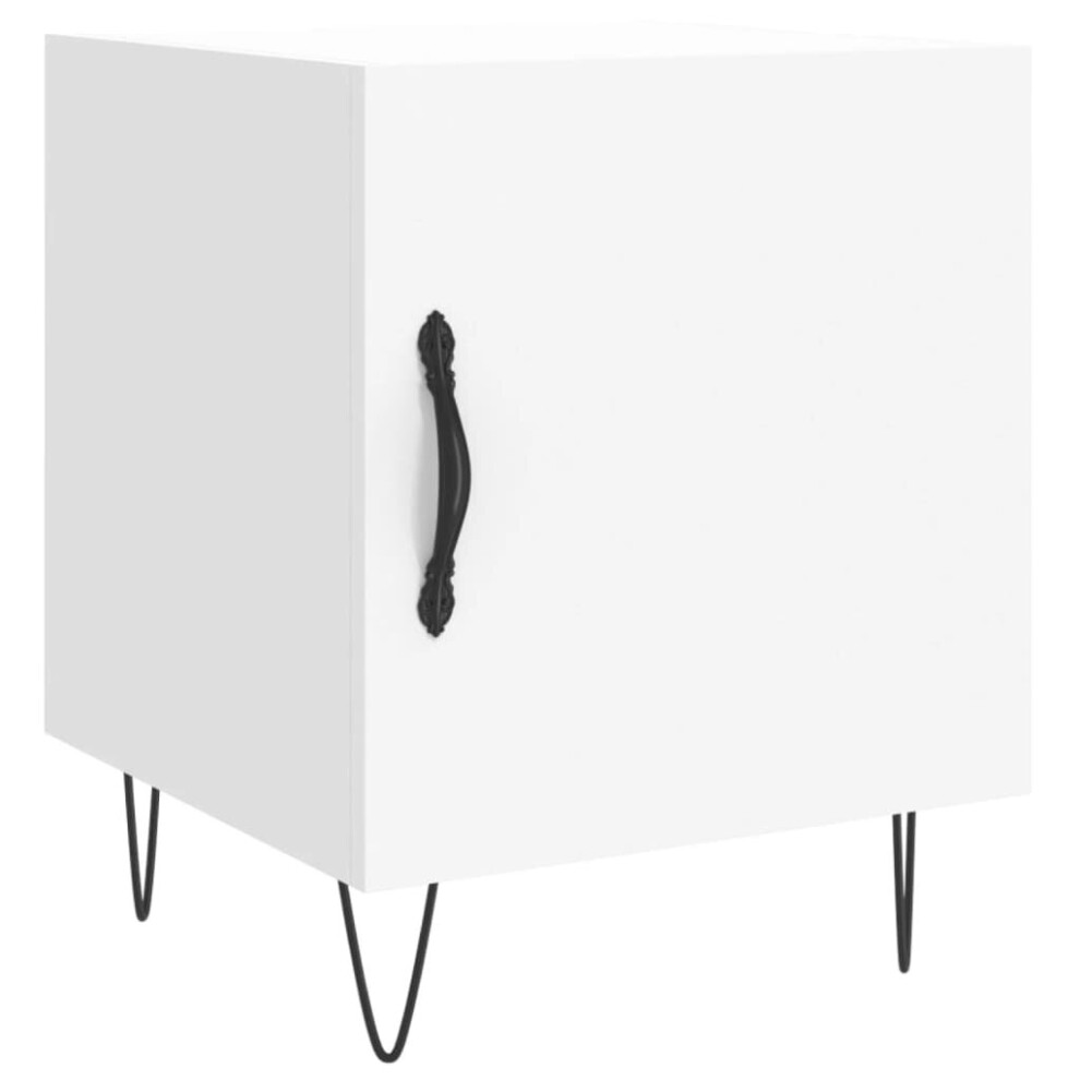 Vidaxl (White, 1 Pcs) Bedside Cabinet Bed Table Nightstand High Gloss White Engineered Wood