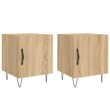 (sonoma oak, 2 pcs) vidaXL Bedside Cabinet Bed Table Nightstand High Gloss White Engineered Wood