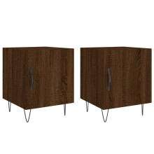 (brown oak, 2 pcs) vidaXL Bedside Cabinet Bed Table Nightstand High Gloss White Engineered Wood